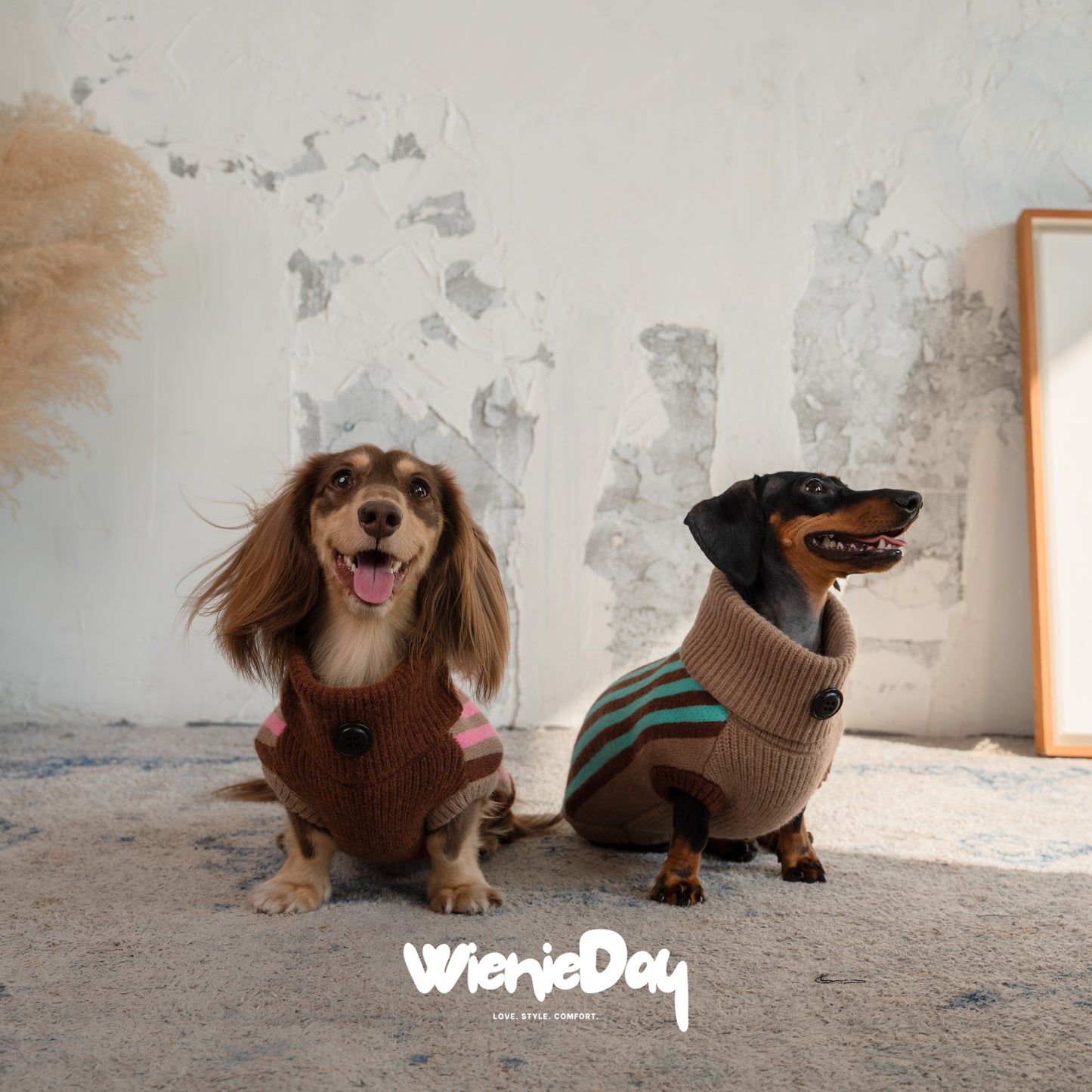 Wieniedy “Canelé” [2 Colors] Striped Sleeveless Turtleneck Sweater for Dogs