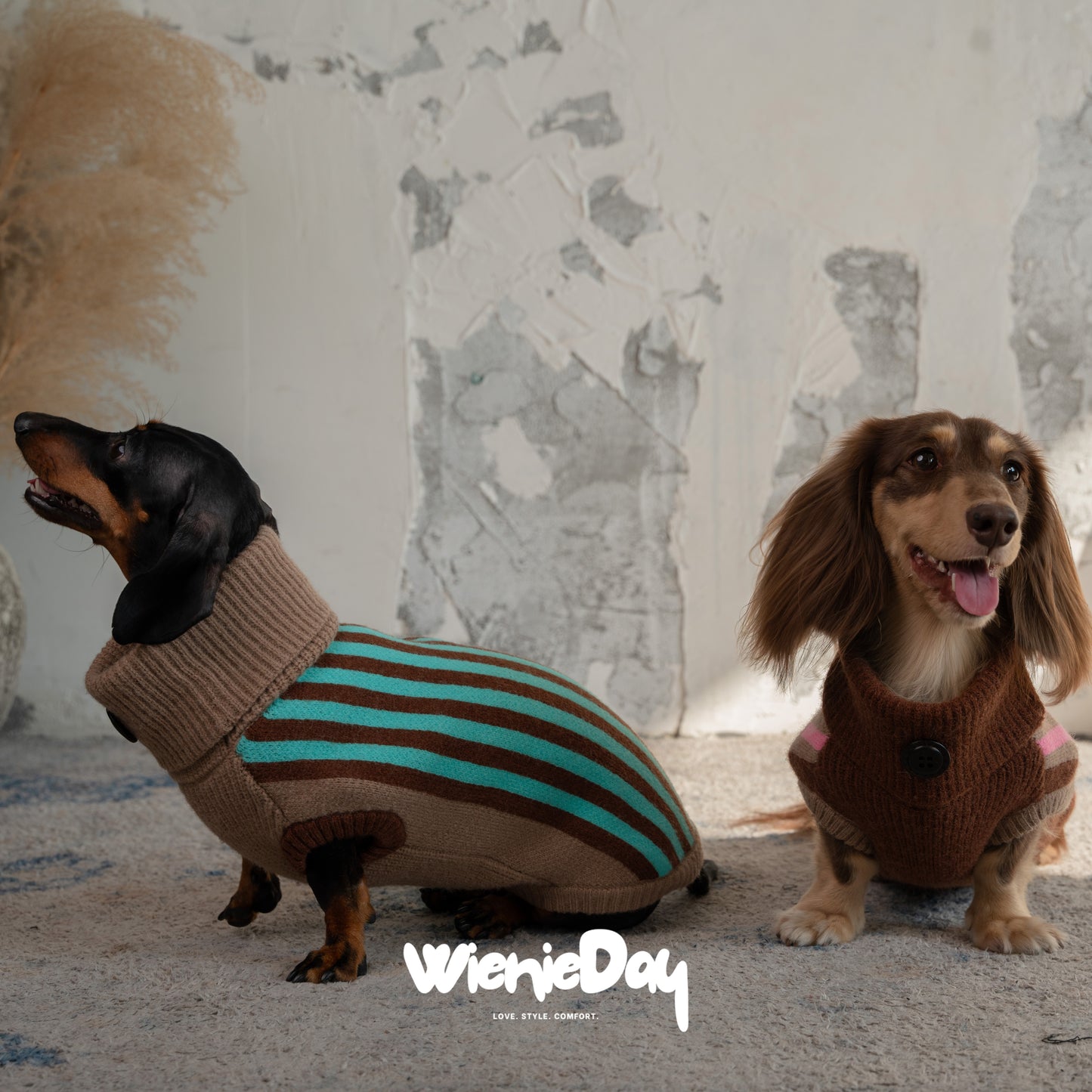 Wieniedy “Canelé” [2 Colors] Striped Sleeveless Turtleneck Sweater for Dogs