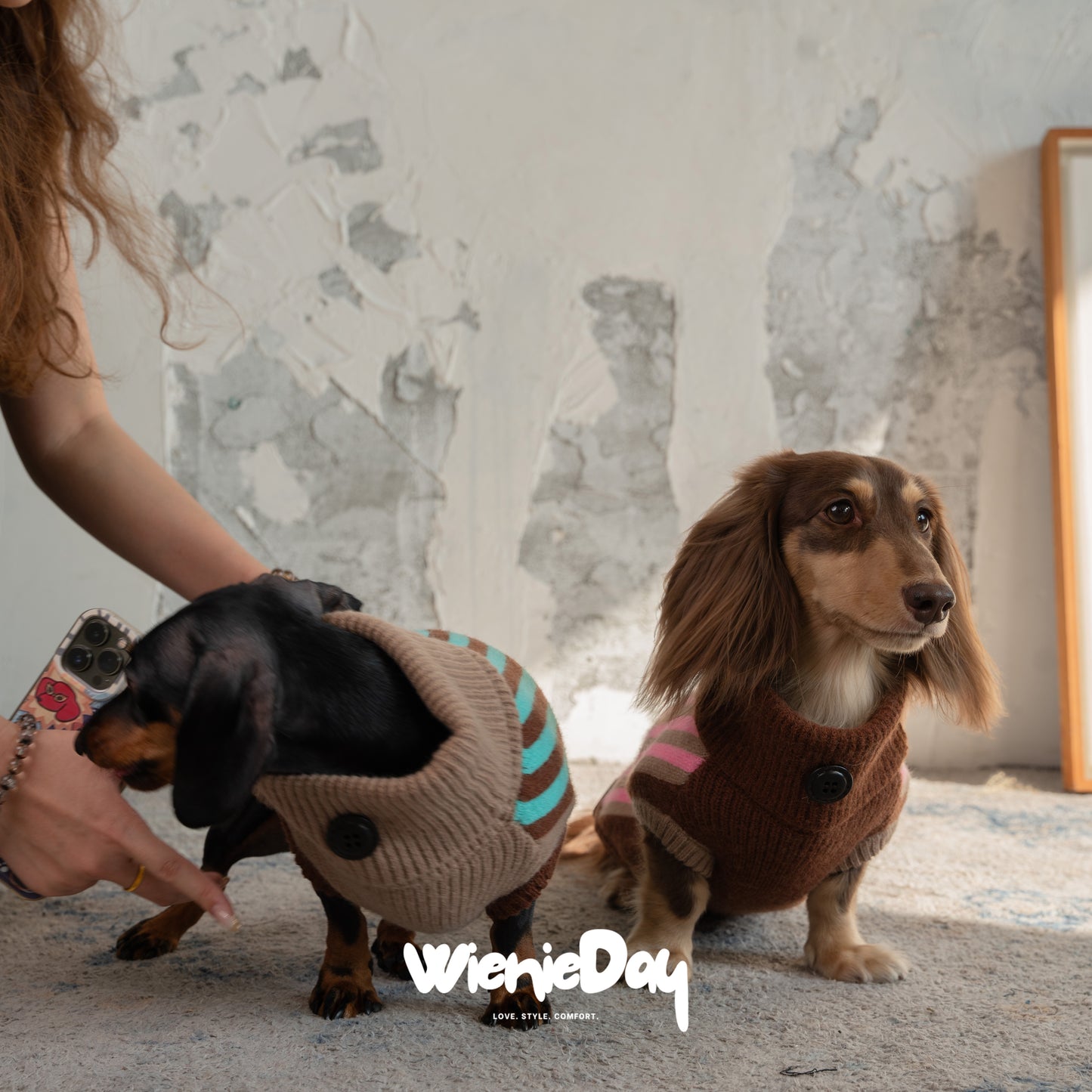 Wieniedy “Canelé” [2 Colors] Striped Sleeveless Turtleneck Sweater for Dogs