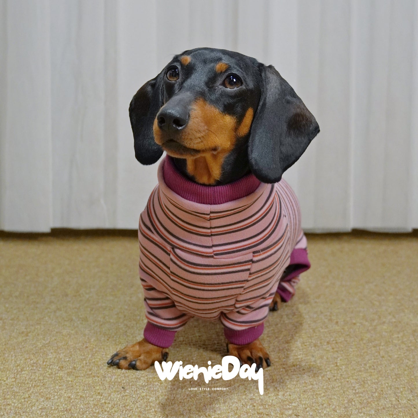 Wieniedy “Soufflé” [2 Colors] Striped Stretch Fleece Full-Body Base Layer for Dogs