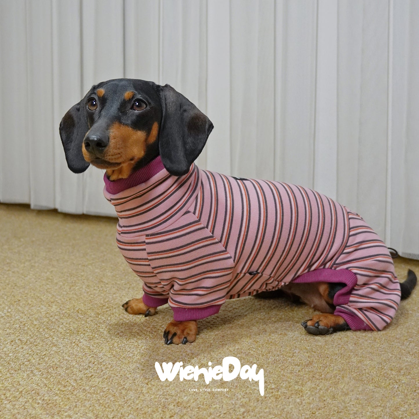 Wieniedy “Soufflé” [2 Colors] Striped Stretch Fleece Full-Body Base Layer for Dogs