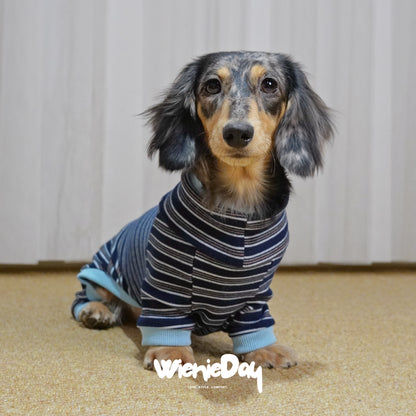 Wieniedy “Soufflé” [2 Colors] Striped Stretch Fleece Full-Body Base Layer for Dogs