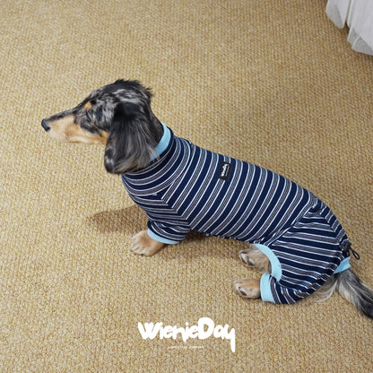 Wieniedy “Soufflé” [2 Colors] Striped Stretch Fleece Full-Body Base Layer for Dogs